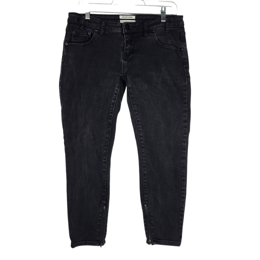 One X One Teaspoon Freebird II Black Crop Jeans Women's 30 Black Zipper Ankle